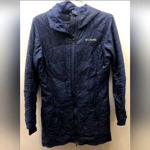 Columbia Sportswear Women Hood Blue Puffer Omni Heat Coat Jacket Sz S